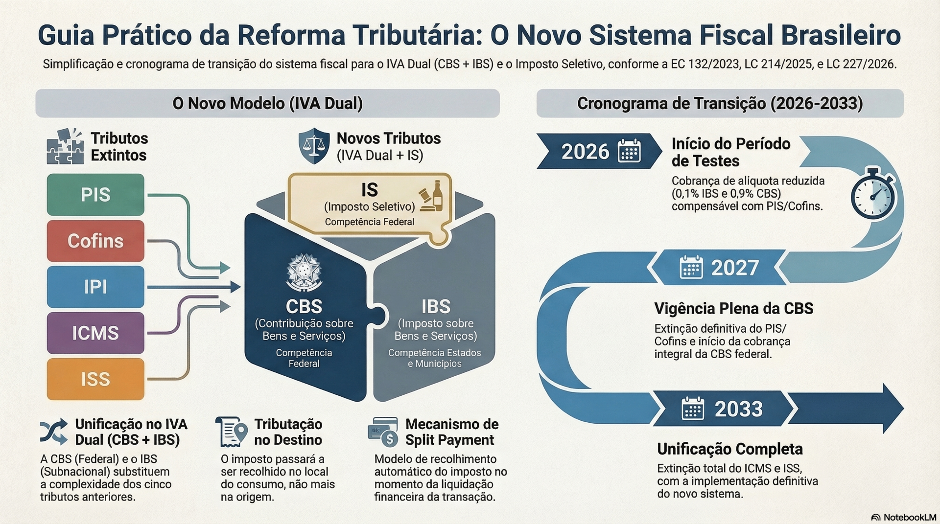 A Nova Era dos Impostos: Guia da Transição Tributária 2023-2033 — IVA Dual, IBS, CBS, cronograma de implementação